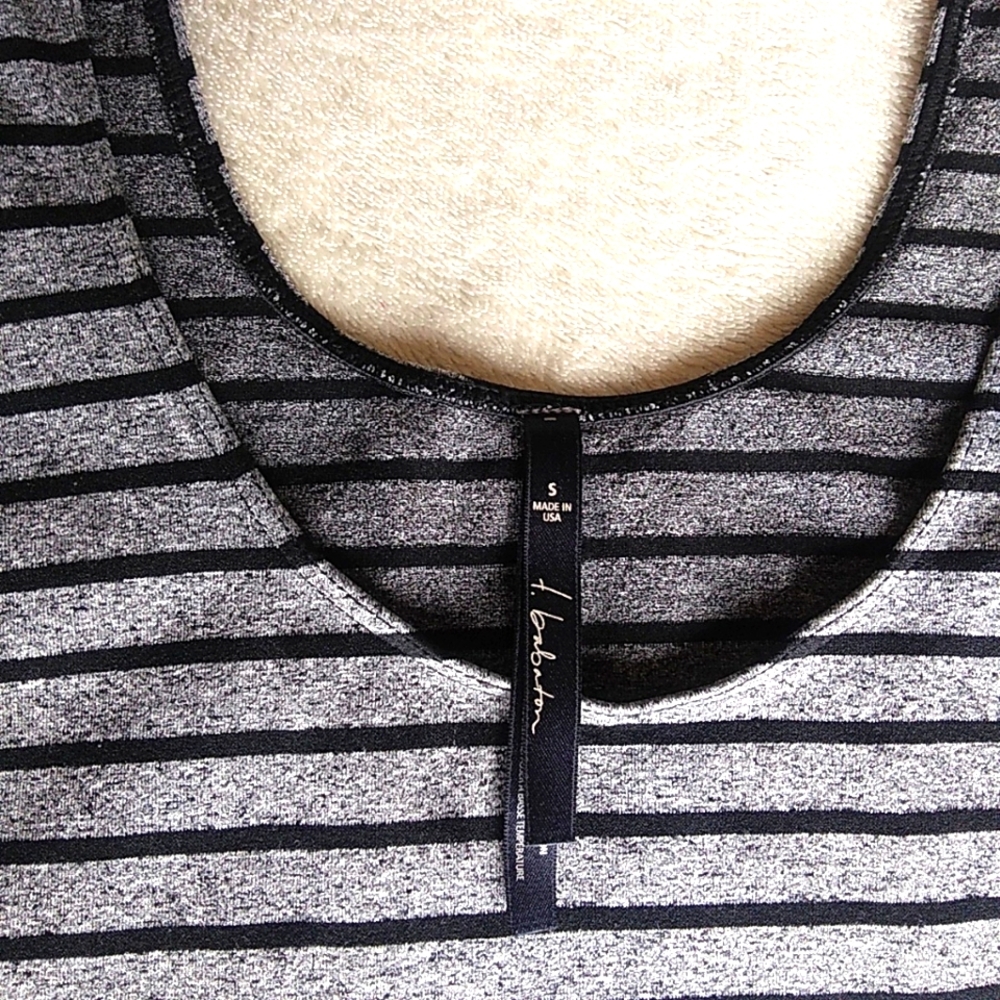 Babaton Contour Spandex Tank in Black and Grey Stripes Size Small